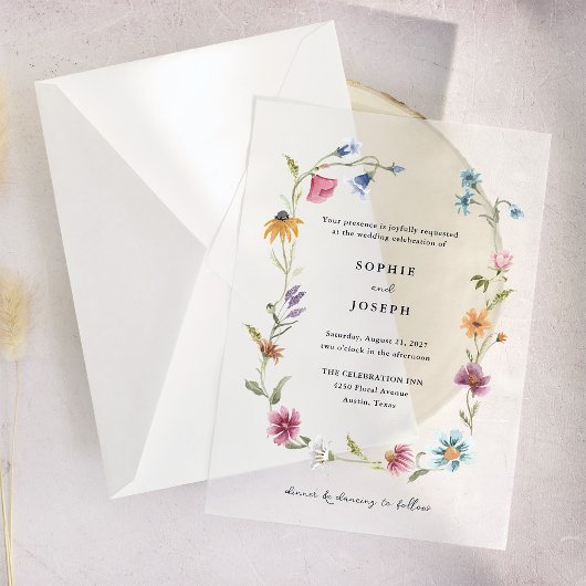 Invitations En Vélin Courbe Fleur sauvage Boho | Mariage