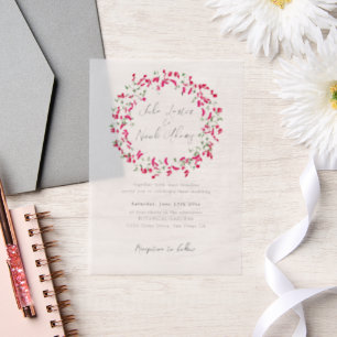 Invitations En Vélin Couronne de mariage forêt tropicale bougainvillée