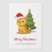 Invitations En Vélin Cranky Tabby Cat Red Hat Christmas Tree Insert (Recto)