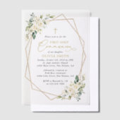 Invitations En Vélin Cream White Flowers, Boho, First Holy Communion (Compenser)