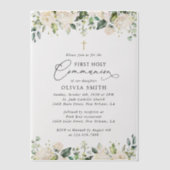 Invitations En Vélin Cream White Flowers, Boho, First Holy Communion (Recto)