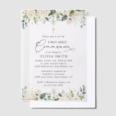 Invitations En Vélin Cream White Flowers, Boho, First Holy Communion (Compenser)