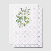 Invitations En Vélin Croix religieuse botanique moderne Baptême (Décalage (Invitation))