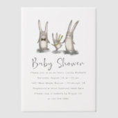 Invitations En Vélin Cute Baby shower Bunnies Aquarelle (Recto)