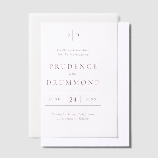 Invitations En Vélin Deep Burgundy Classic Wedding Save the Date (Compenser)