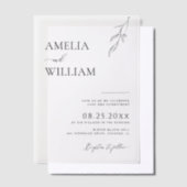 Invitations En Vélin Délicat croquis feuille Mariage simple (Compenser)