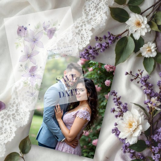 Invitations En Vélin Delicic Floral & Botanique Branche Lumière Violet