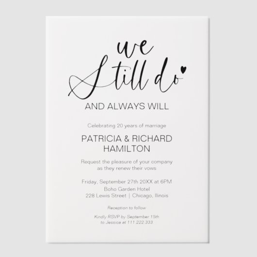 Invitations En Vélin Design Nous Faisons Toujours Mariage Vow Renouvell (Recto)