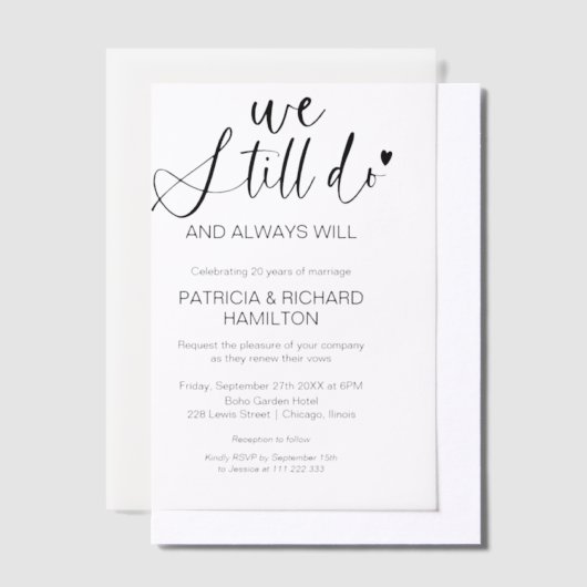 Invitations En Vélin Design Nous Faisons Toujours Mariage Vow Renouvell (Compenser)