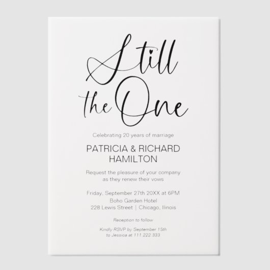 Invitations En Vélin Design Toujours Le Renouveau Vow Un Mariage (Recto)