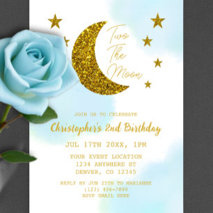 Invitations En Vélin Deux à la Lune 2e Anniversaire
