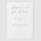 Invitations En Vélin Deux Coeurs Un Coeur Minimal Mariage de script mod (Recto)