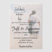 Invitations En Vélin Deux deviennent un Mariage photo chrétien (Recto)