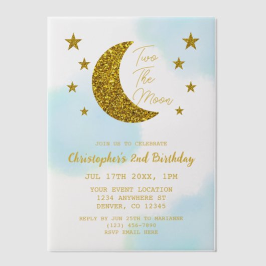 Invitations En Vélin Deux La Lune 2e Anniversaire (Recto)