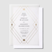 Invitations En Vélin Diamant Or Blanc Géométrique Mariage Gatsby (Compenser)