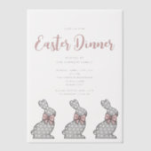 Invitations En Vélin Dîner de Pâques Boulet Rose (Recto)