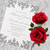 Invitations En Vélin Dîner de répétition d'hiver Flocon de neige argent