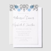Invitations En Vélin Dîner de répétition hivernal Silver Blue Snowflake (Compenser)