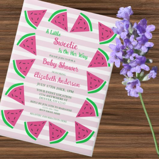Invitations En Vélin Douce Baby Shower Pastèque