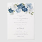 Invitations En Vélin Dusty Blue Floral Mariage botanique (Recto)