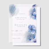 Invitations En Vélin Dusty Blue Florals & Gold Parties scintillant Mari (Compenser)