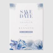 Invitations En Vélin Dusty Blue & Gold Parties scintillant Mariage Enre (Recto)