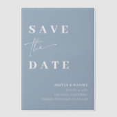 Invitations En Vélin Dusty Blue Minimalist Elegant Photo Enregistrer la (Recto)