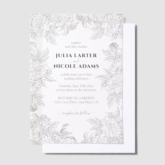 Invitations En Vélin Dusty Brunt Orange Peony Flowers Mariage de automn (Compenser)