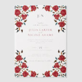 Invitations En Vélin Dusty Elegant Golden Red Rose Mariage (Recto)