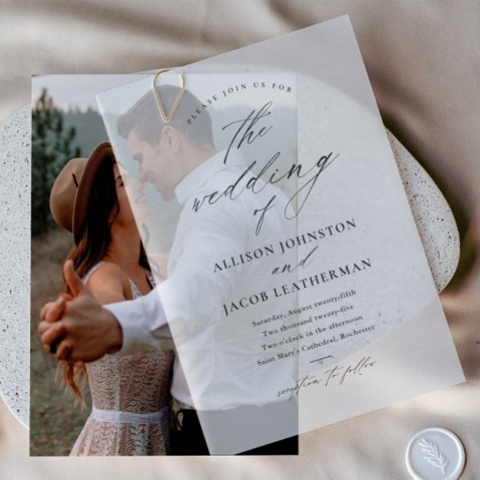 Invitations En Vélin Écriture Élégante Superposée Mariage
