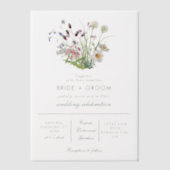 Invitations En Vélin Effacer le Mariage Fleur sauvage moderne transpare (Recto)