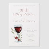 Invitations En Vélin Elégant 80e anniversaire vin rouge Surprise Annive (Recto)