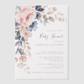 Invitations En Vélin Élégant Baby shower floral rose pâle (Recto)