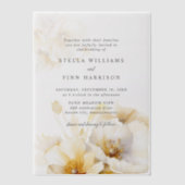 Invitations En Vélin Élégant blanc jaune or Fleurs Mariage (Recto)