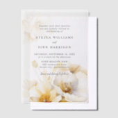 Invitations En Vélin Élégant blanc jaune or Fleurs Mariage (Compenser)
