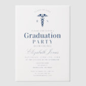 Invitations En Vélin Elégant Blue Médicale Student Graduation Party (Recto)