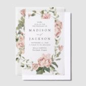 Invitations En Vélin Elégant Blush Roses et Mariage de verdure (Compenser)