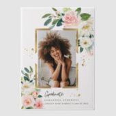 Invitations En Vélin Elégant cadre rose rose floral or (Recto)