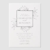 Invitations En Vélin Élégant Carré Botanique Noir Mariage de cadre (Recto)