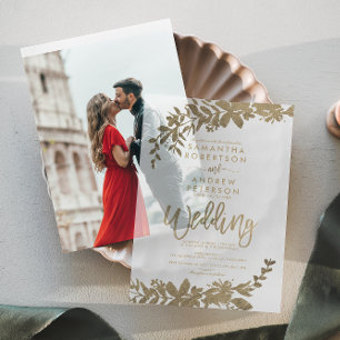 Invitations En Vélin Élégant Chic Classic Faux Gold Foil Mariage