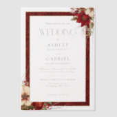 Invitations En Vélin Elegant Christmas Red Damask Floral (Recto)