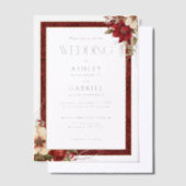 Invitations En Vélin Elegant Christmas Red Damask Floral (Compenser)