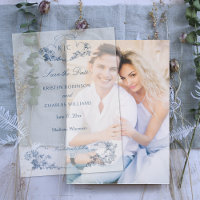 Élégant classique Dusty Bleu Français Floral