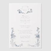 Invitations En Vélin Élégant classique Dusty Bleu Français Floral (Recto)