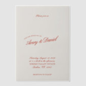 Invitations En Vélin Élégant classique rouge et Mariage bleu profond (Recto)