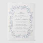 Invitations En Vélin Elégant Dusty Blue Chinoiserie Mariage d'aquarelle (Recto)