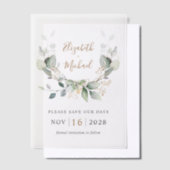 Invitations En Vélin Elégant Eucalyptus Aquarelle Enregistrer La Date (Compenser)