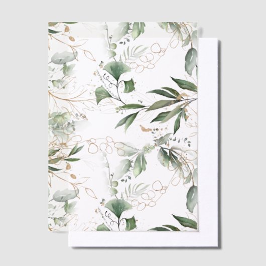 Invitations En Vélin Elégant Eucalyptus Or Verdure Superposition Sage (Compenser)