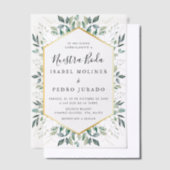 Invitations En Vélin Élégant Feuilles d'or vert Nuestra Boda Mariage (Compenser)