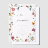 Invitations En Vélin Élégant Fleur sauvage Boho moderne Mariage (Compenser)